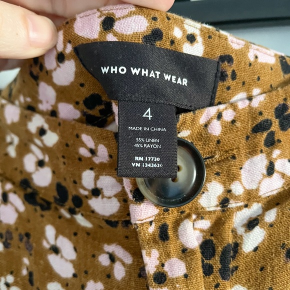 Who What Wear Brown Floral Linen Blend Midi Skirt - Picture 3 of 3